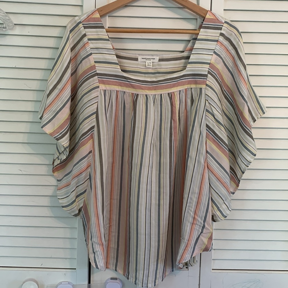 Beach Lunch Lounge Collection Zoey Top Women’s Size L Stripe Flowy Boho Beachy